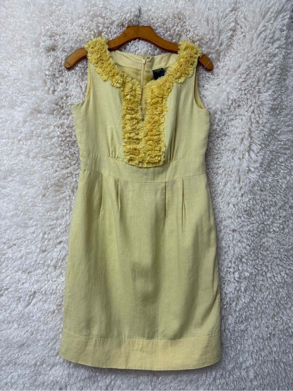 Taylor Yellow Sleeveless Floral Applique Sheath Dress